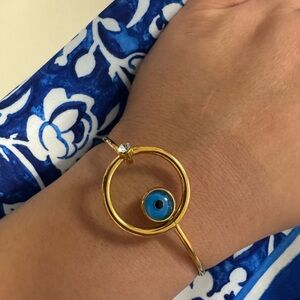 Gold and Blue Evil Eye Bracelet